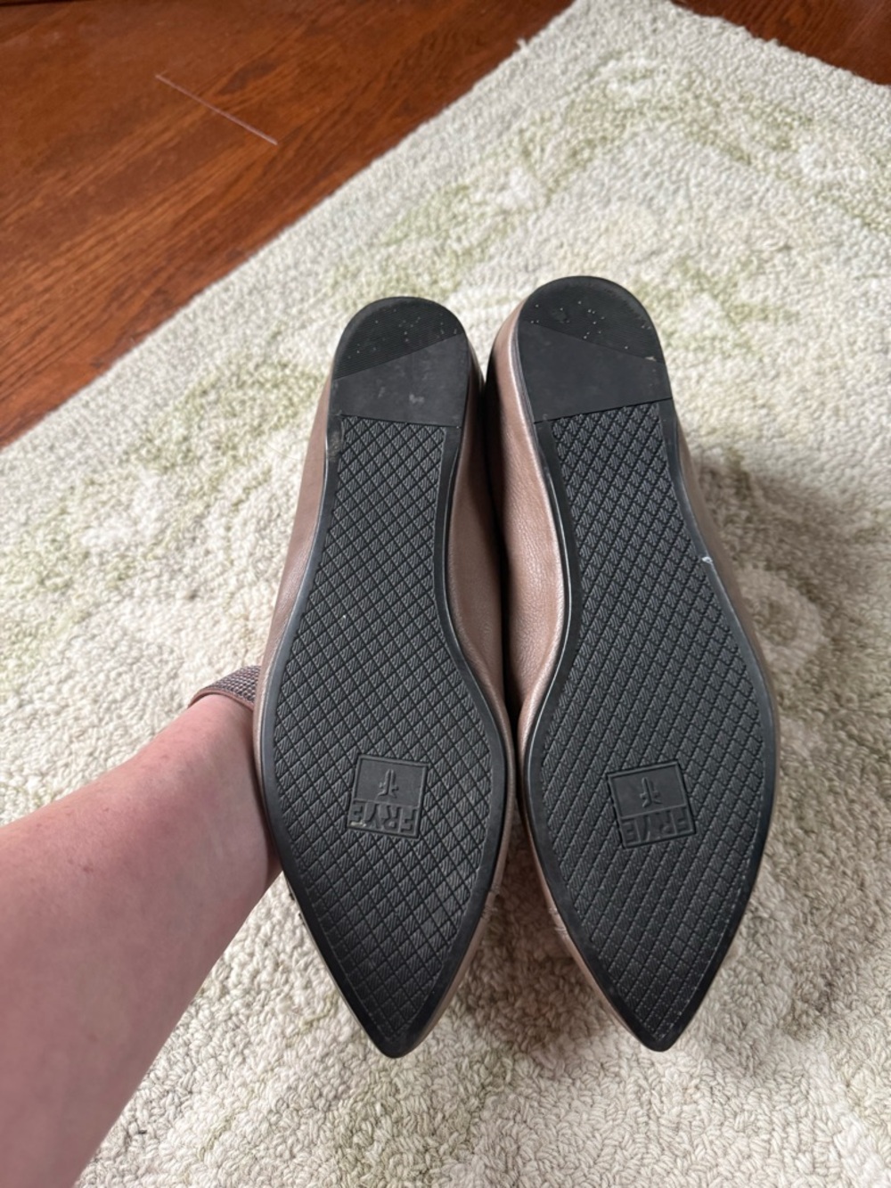 Frye Alicia Taupe Pointed-Toe Leather Flats - Picture 6 of 8